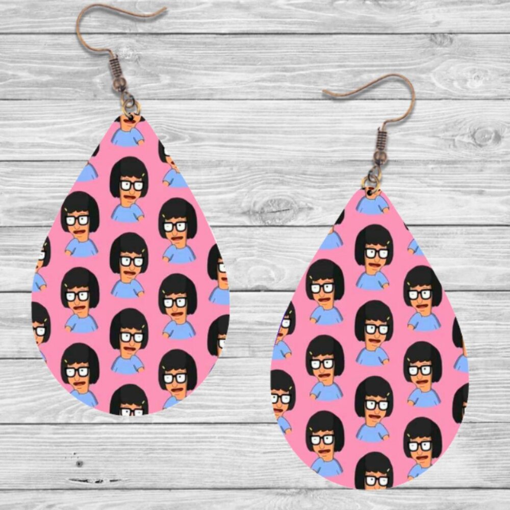 Bob's Burgers Earrings: Wooden Teardrop Hypoallergenic Earrings